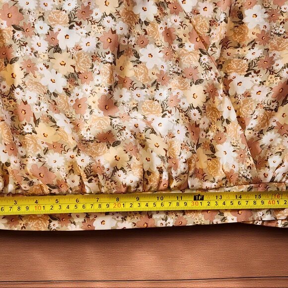 Buckle Black Floral Blouse – Women’s Small Boho Peasant Top – Smocked Waist Flow - Picture 6 of 9